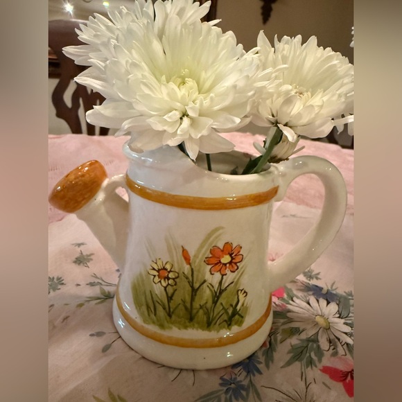 Other - Vintage Miniature Floral Watering Can Vase -Ceramic From 1970s Size H-5” W-8”